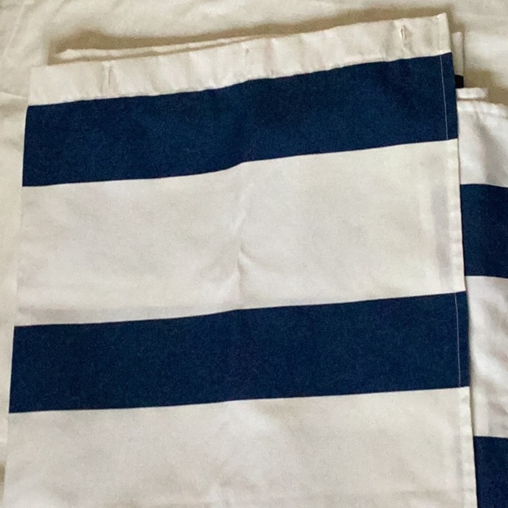 Blue striped white shower curtain One Size